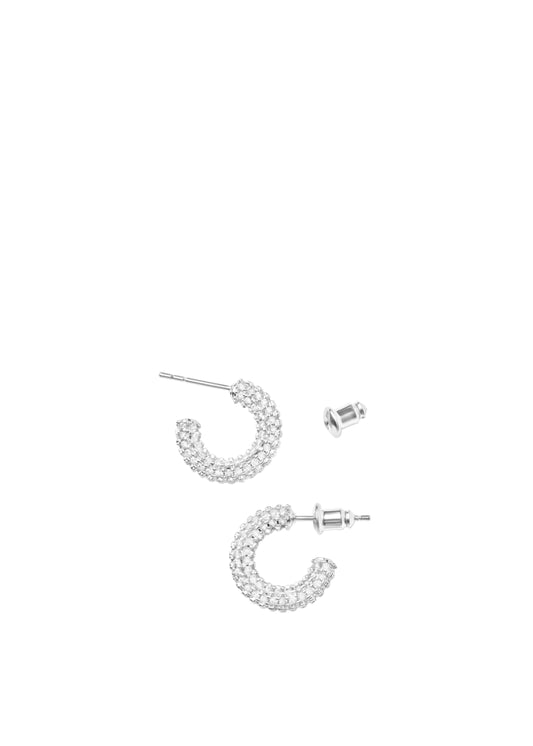 15mm Pave Hoops Silver