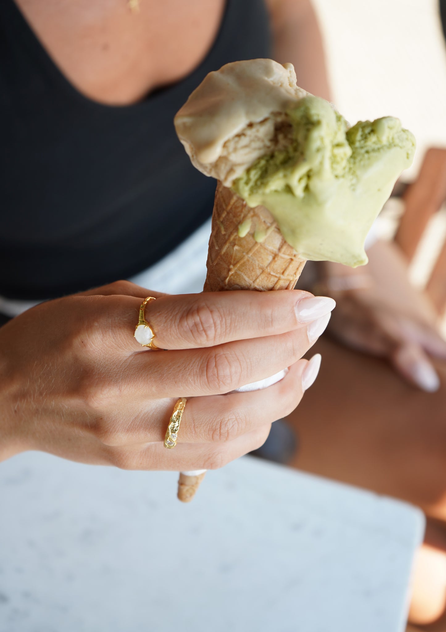 Double Stone Ring Gold