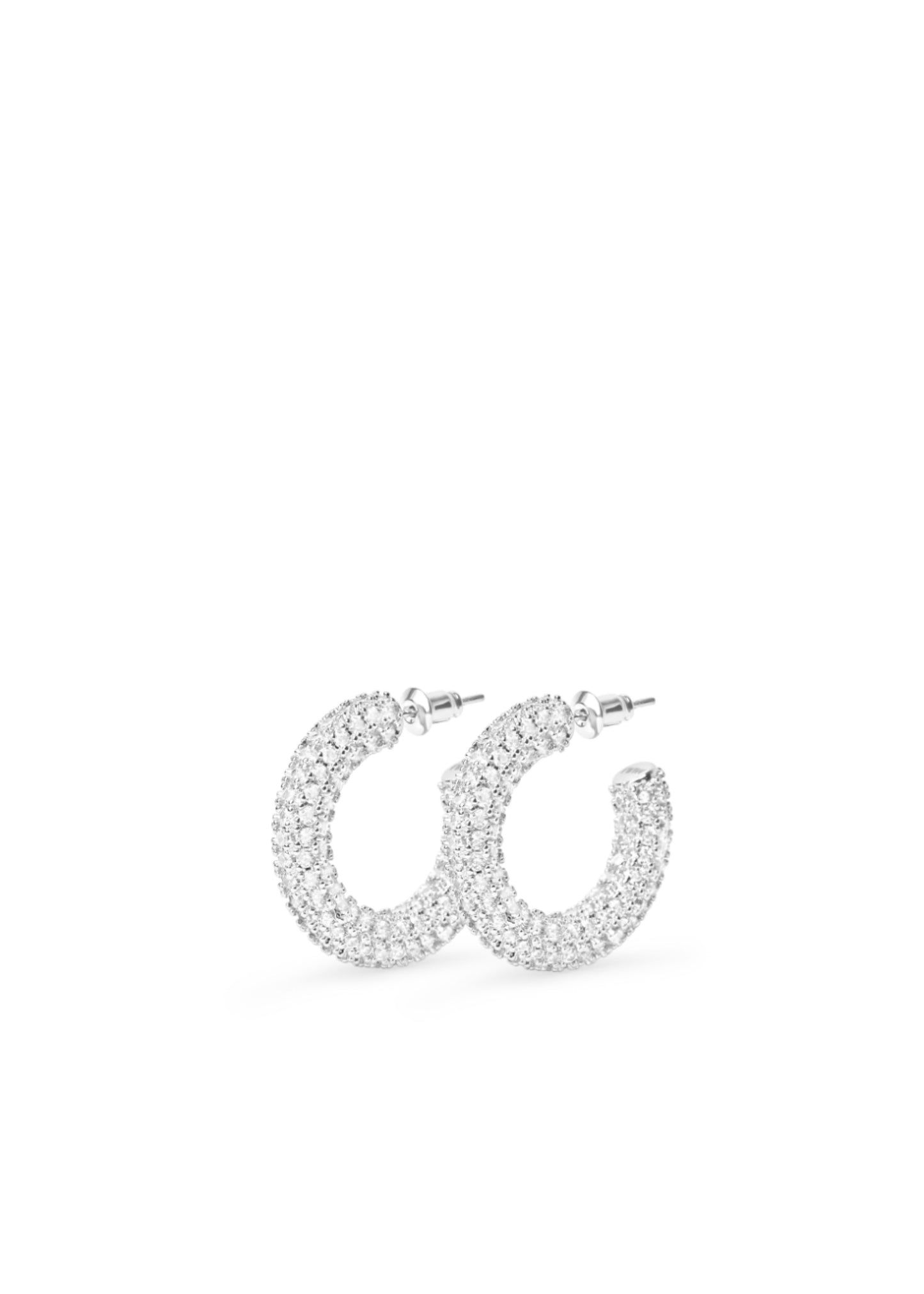 25mm Pave Hoops Silver