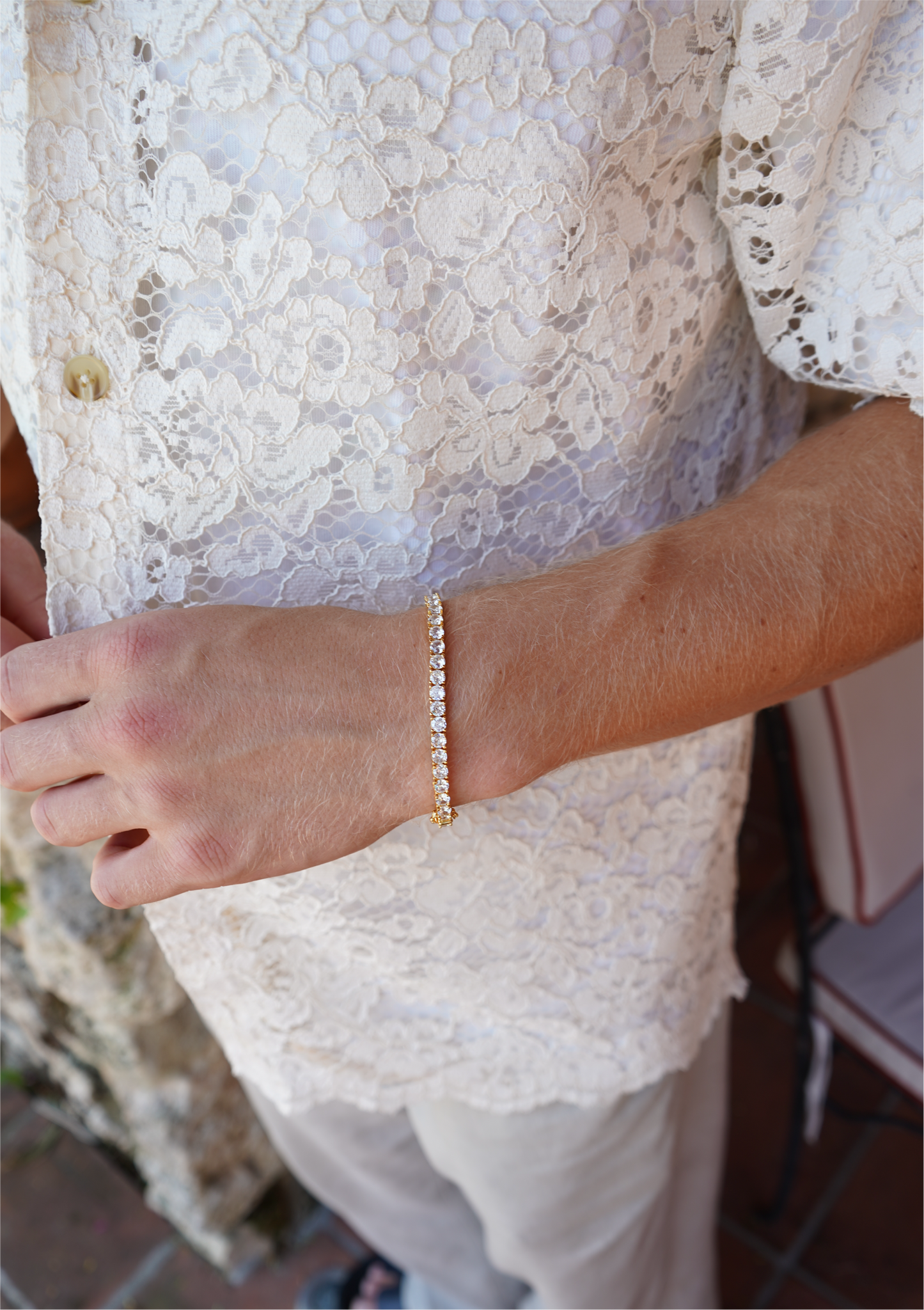 4,5mm White Tennis Bracelet Gold