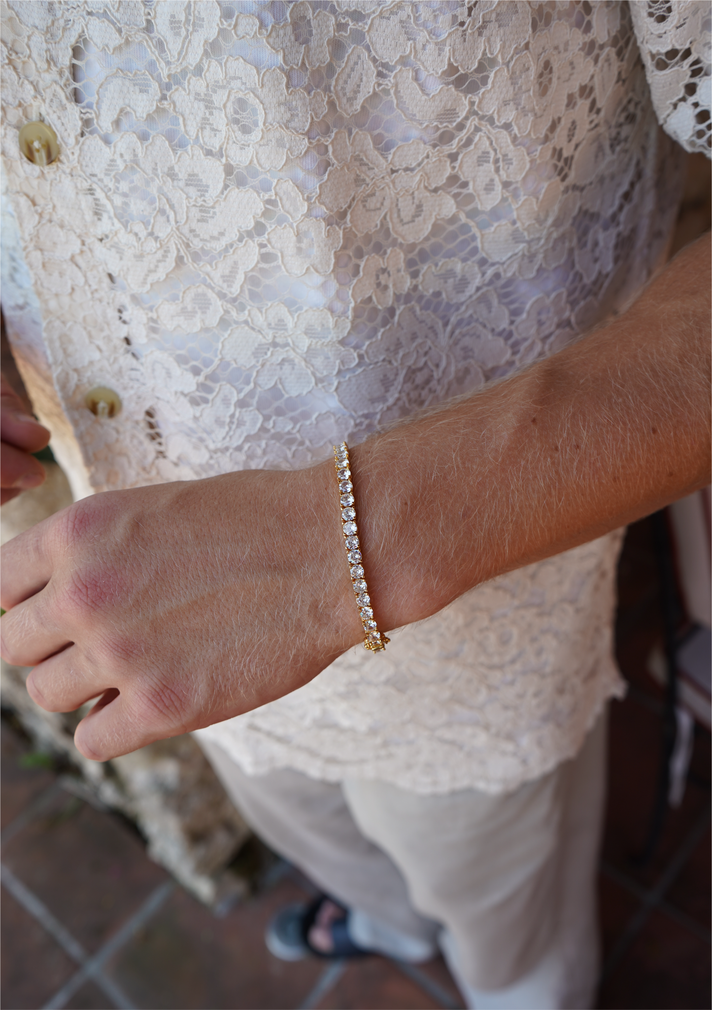 4,5mm White Tennis Bracelet Gold