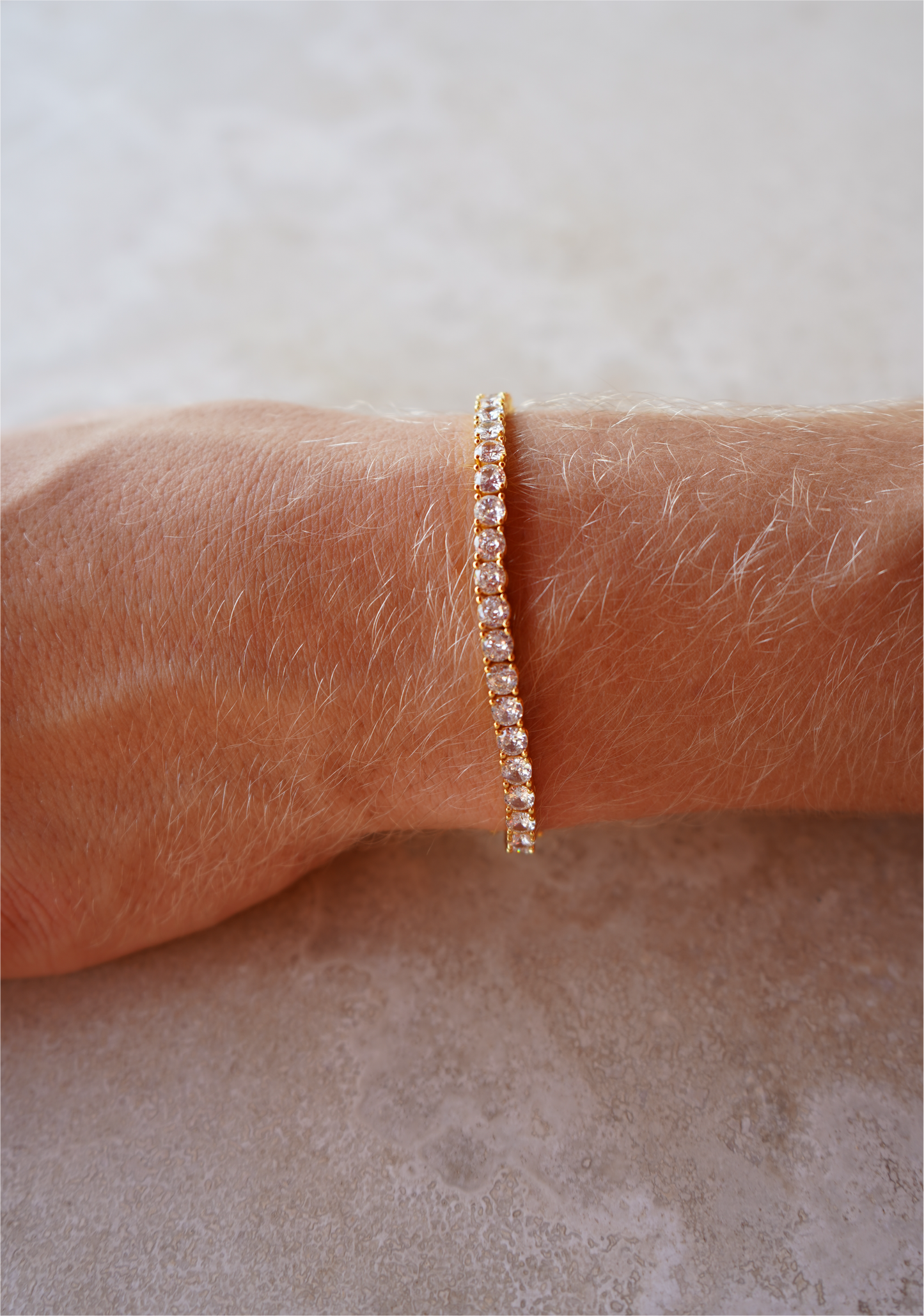 4,5mm White Tennis Bracelet Gold