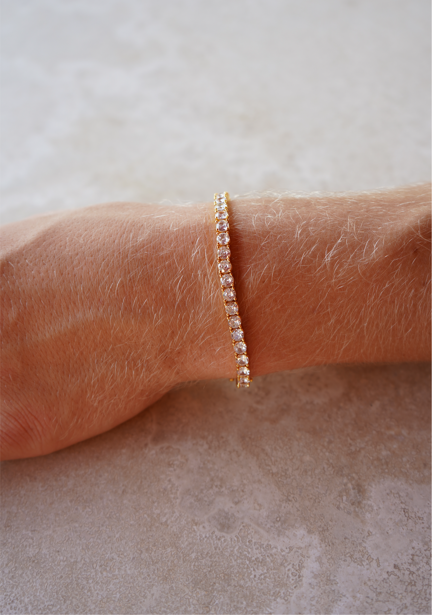 4,5mm White Tennis Bracelet Gold