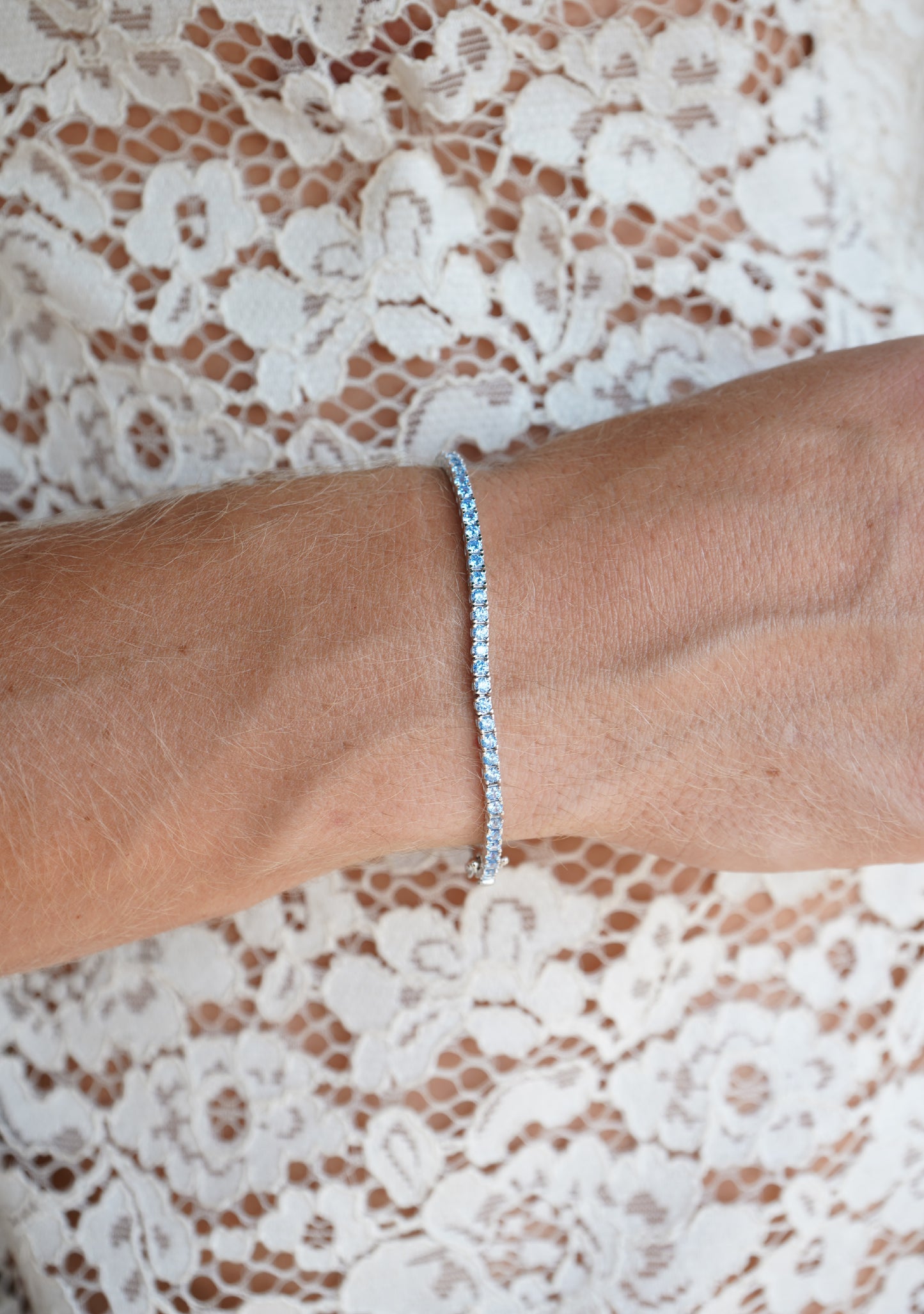 Blue Silver Tennis Bracelet 2,5mm