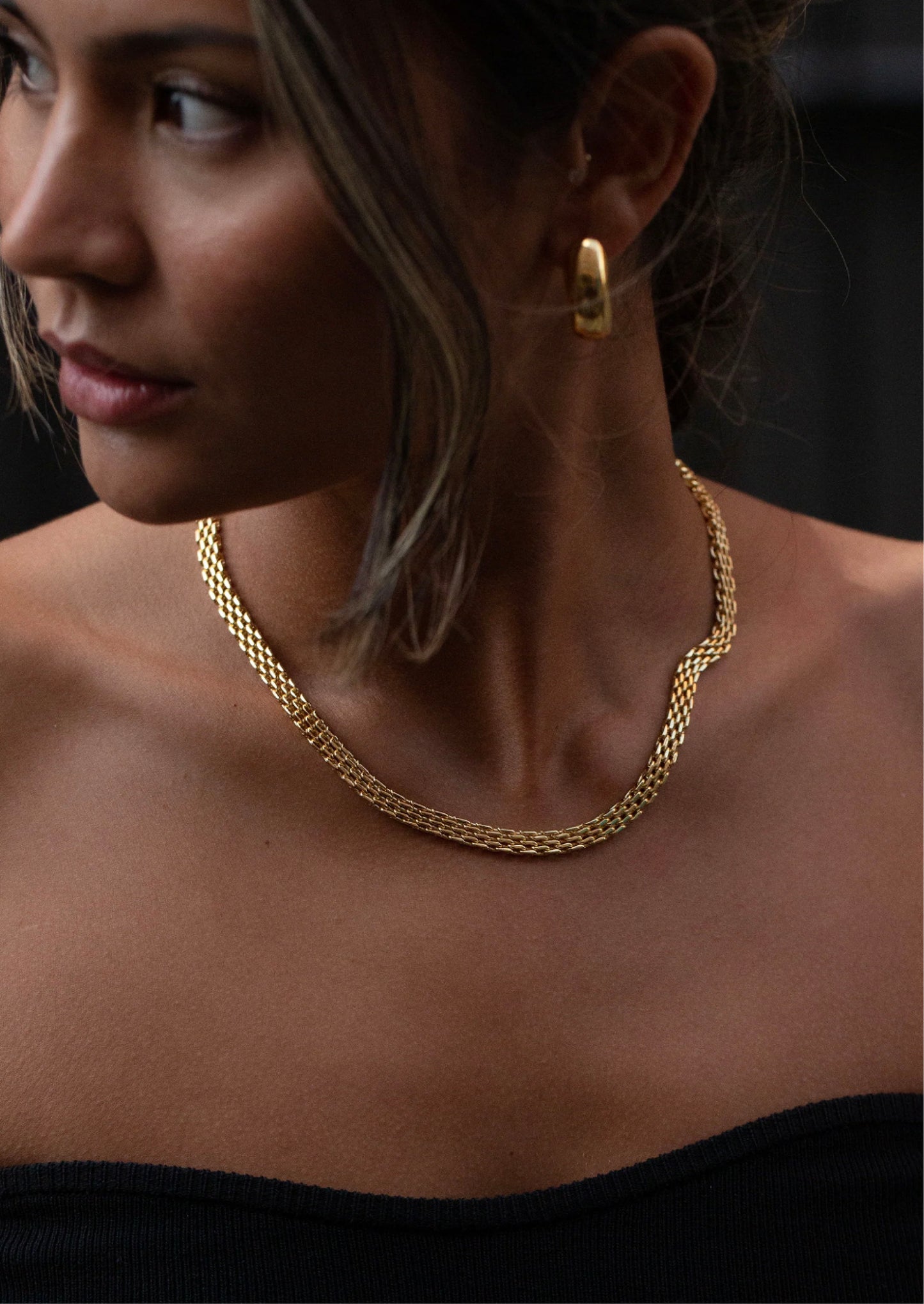 Mesh Link Necklace Gold