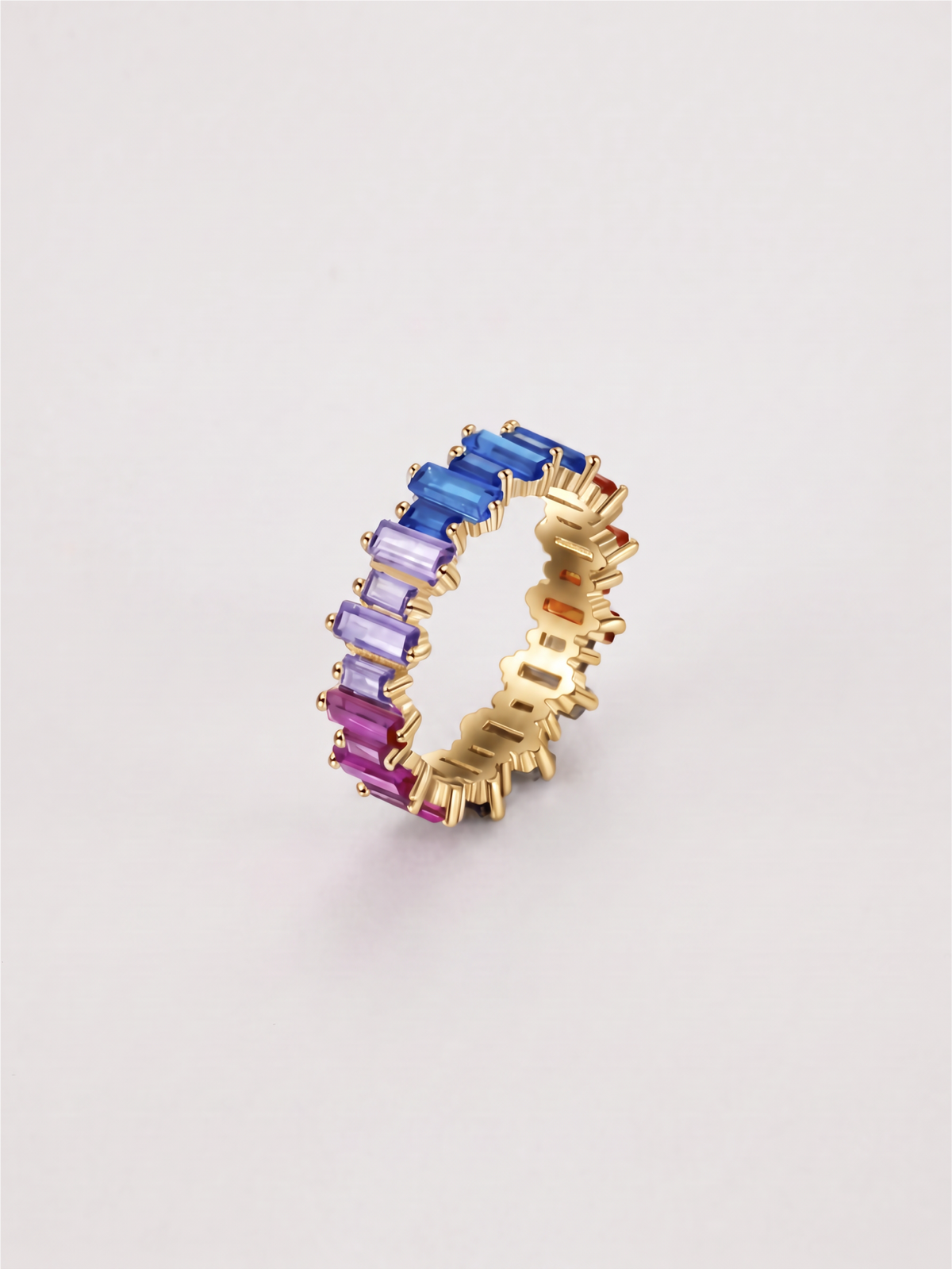 Rainbow Zirconia Ring Silver