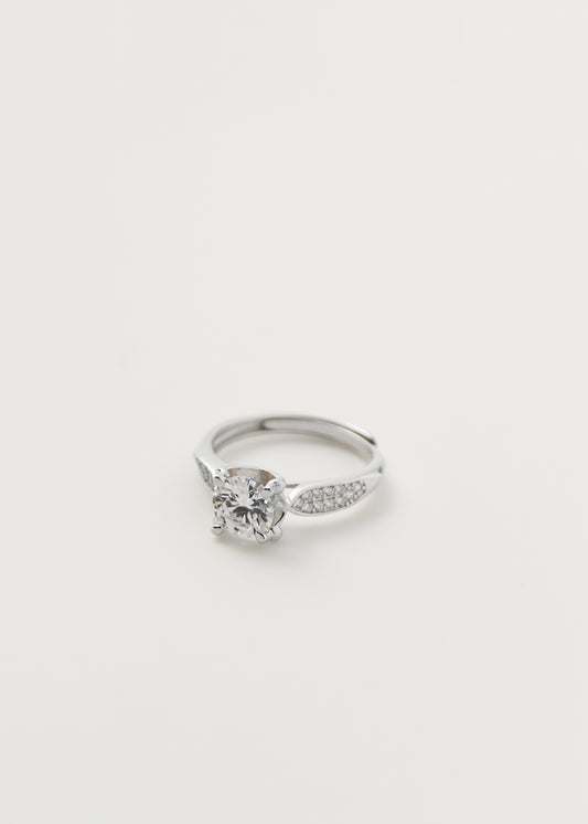 Square Diamond Ring Silver