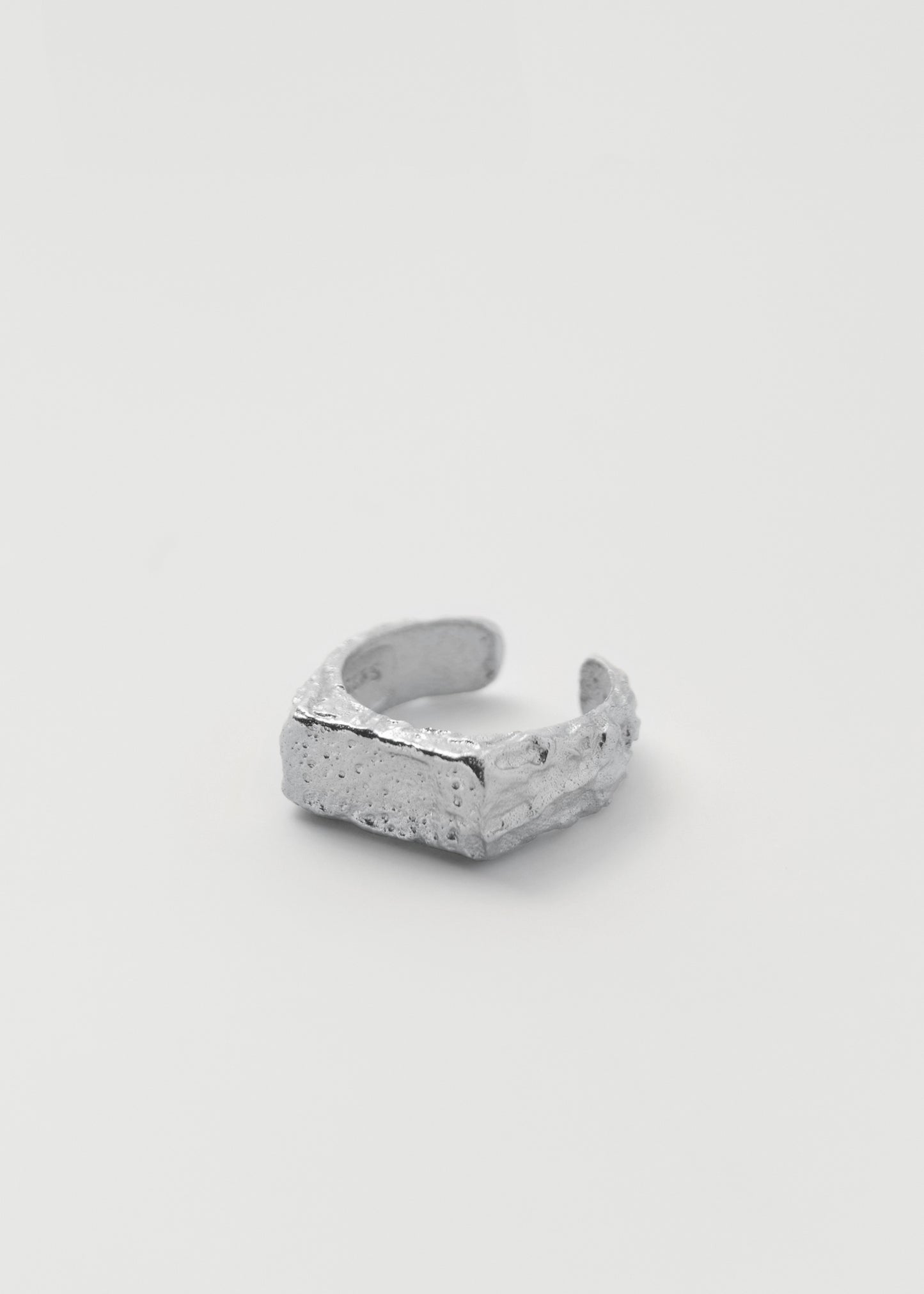 Shattered Rectangular Signet Ring Silver