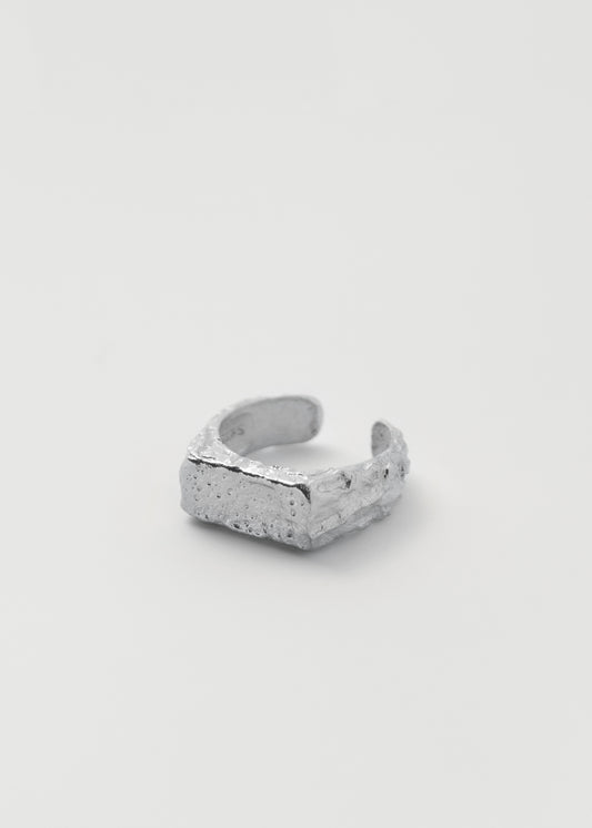 Shattered Rectangular Signet Ring Silver