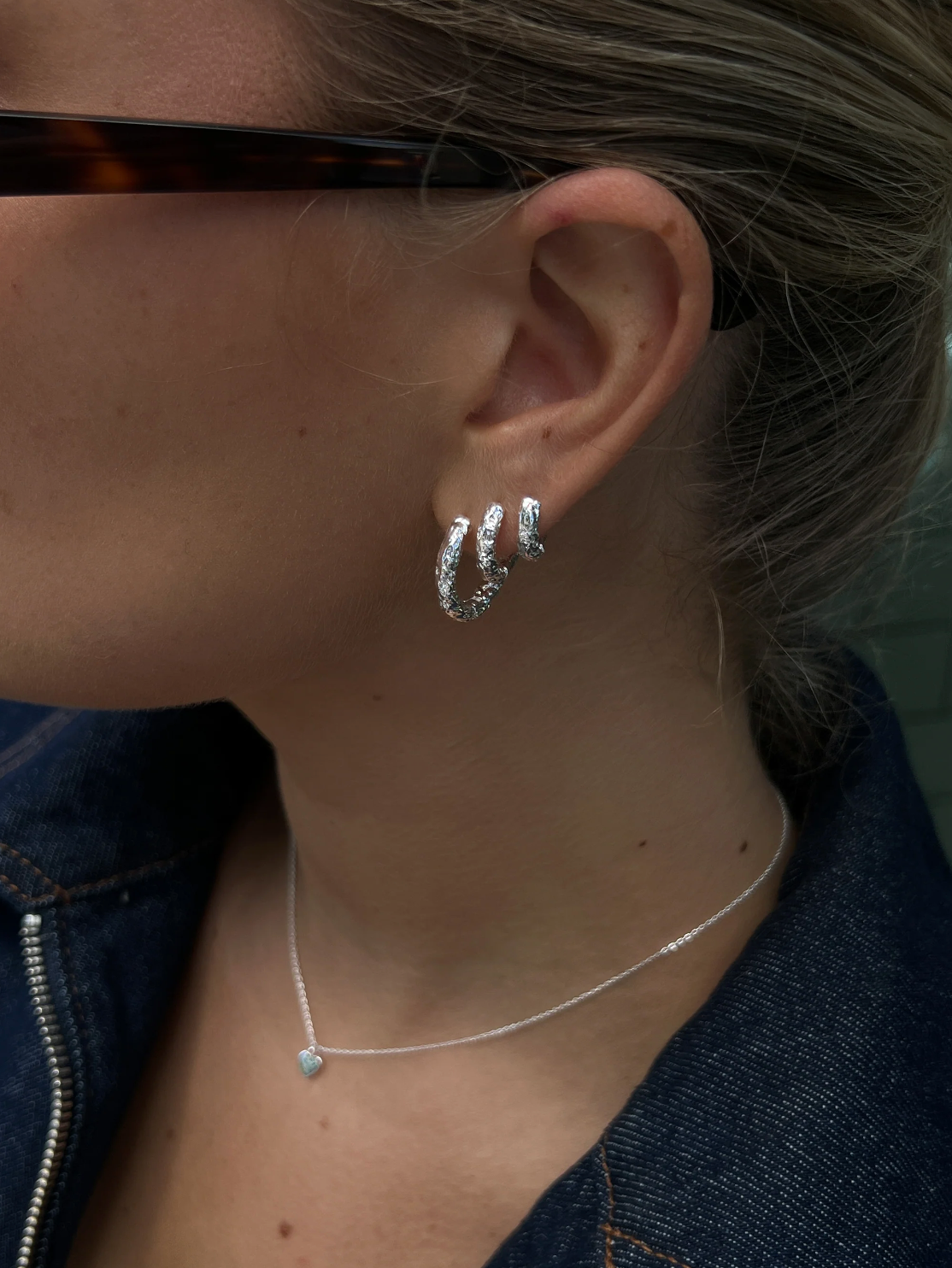 3-Pack Textured Hoops Silver