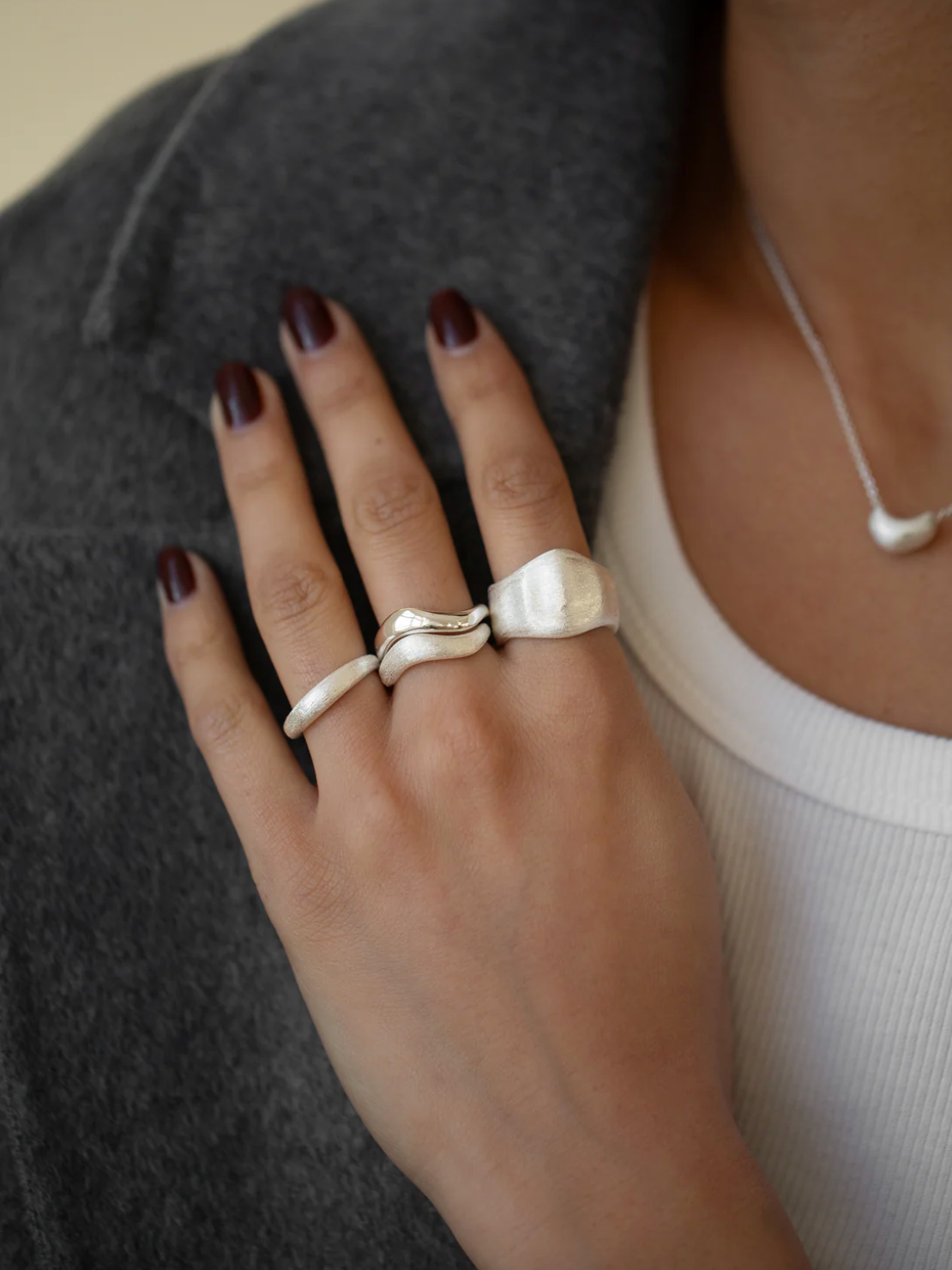 Brushed Waver Ring Silver