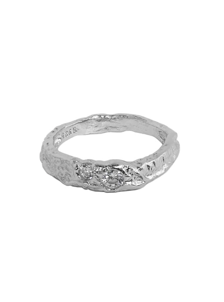 Double Stone Ring Silver