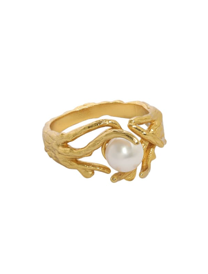 Coral Pearl Ring Gold