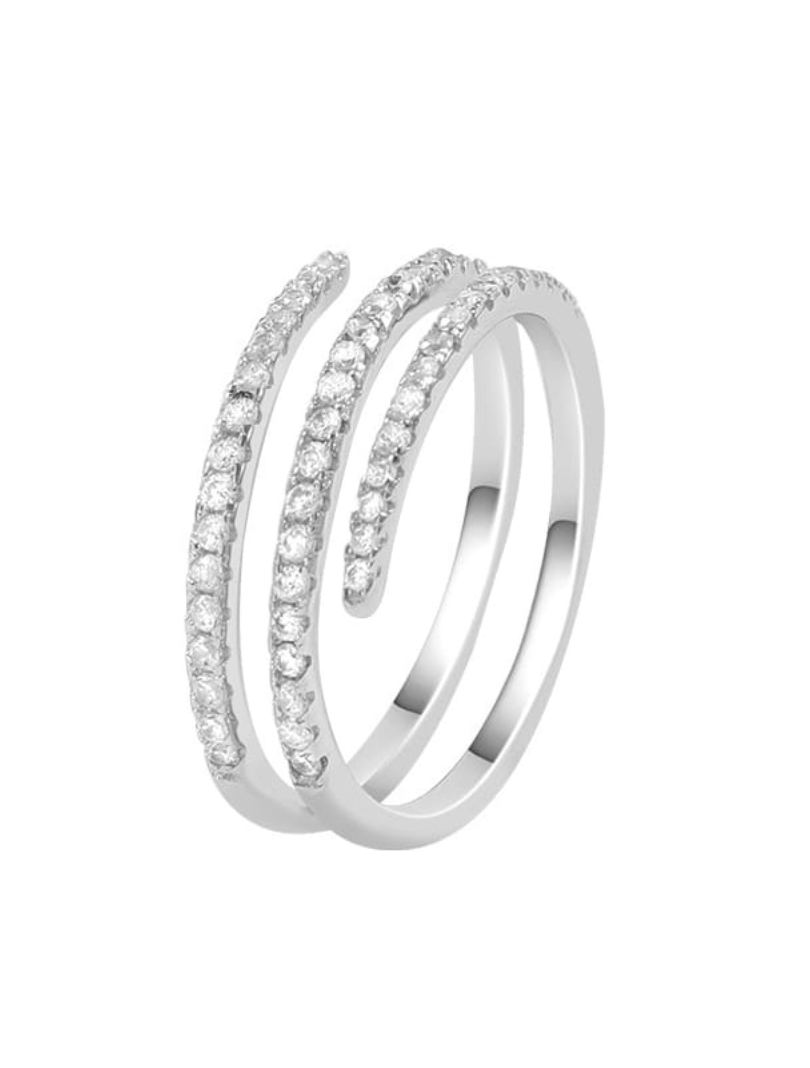 Triple Zirconia Ring Silver