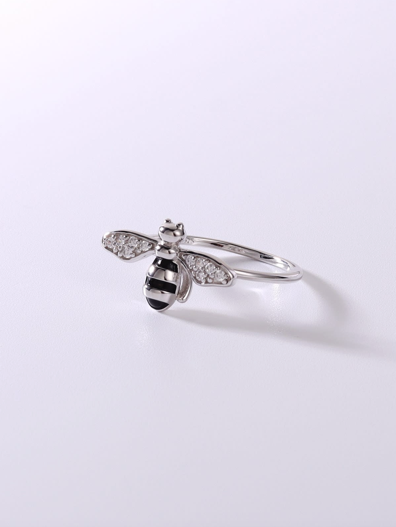 White Bee Silver Ring