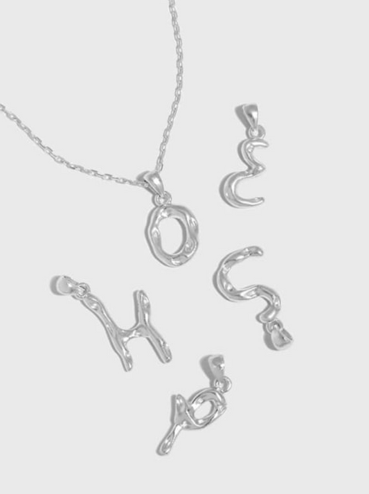 Abstract Letter Pendants Silver