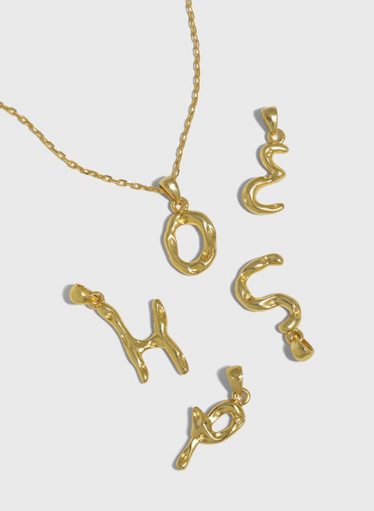 Abstract Letter Pendants Gold