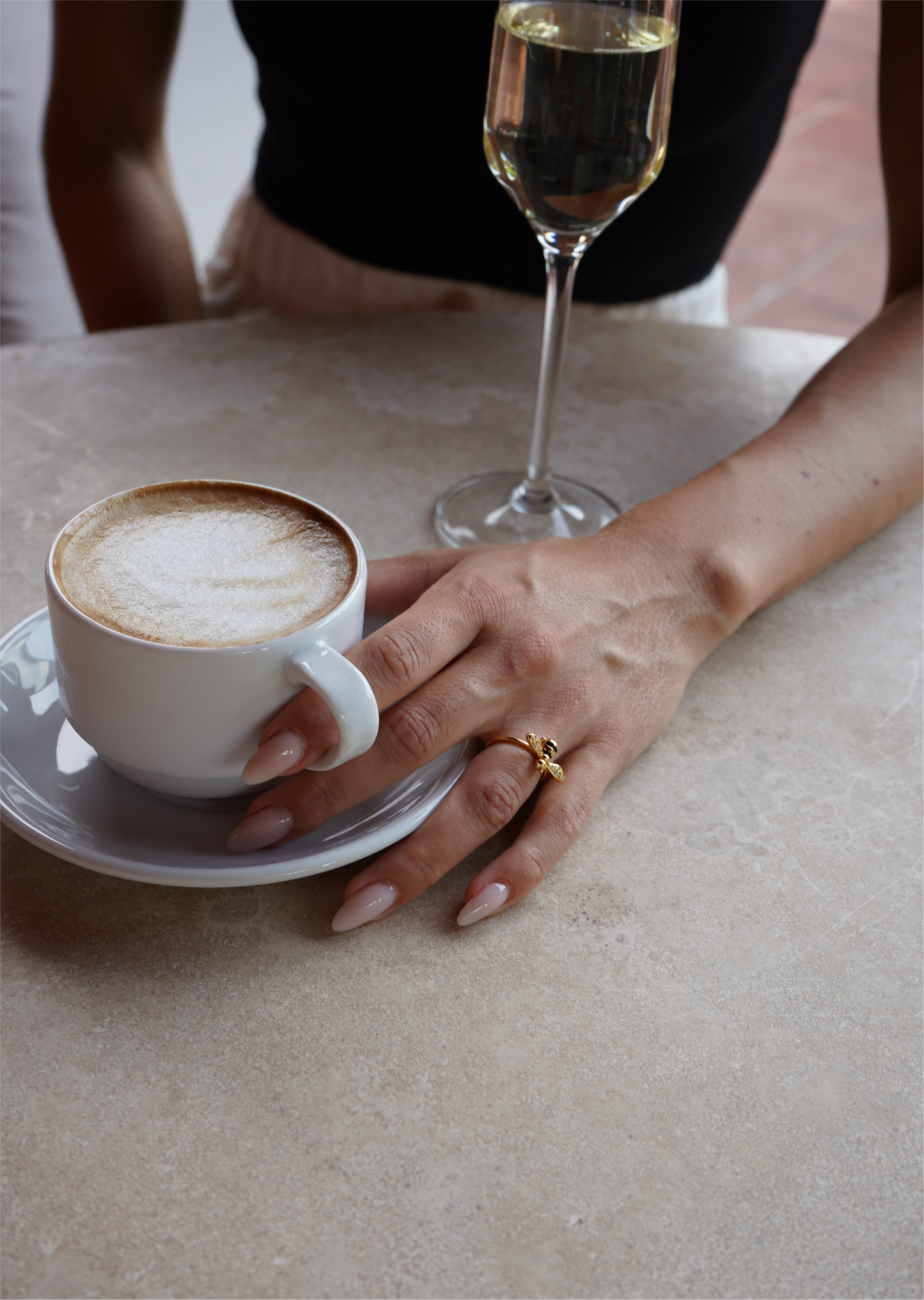 White Bee Gold Ring