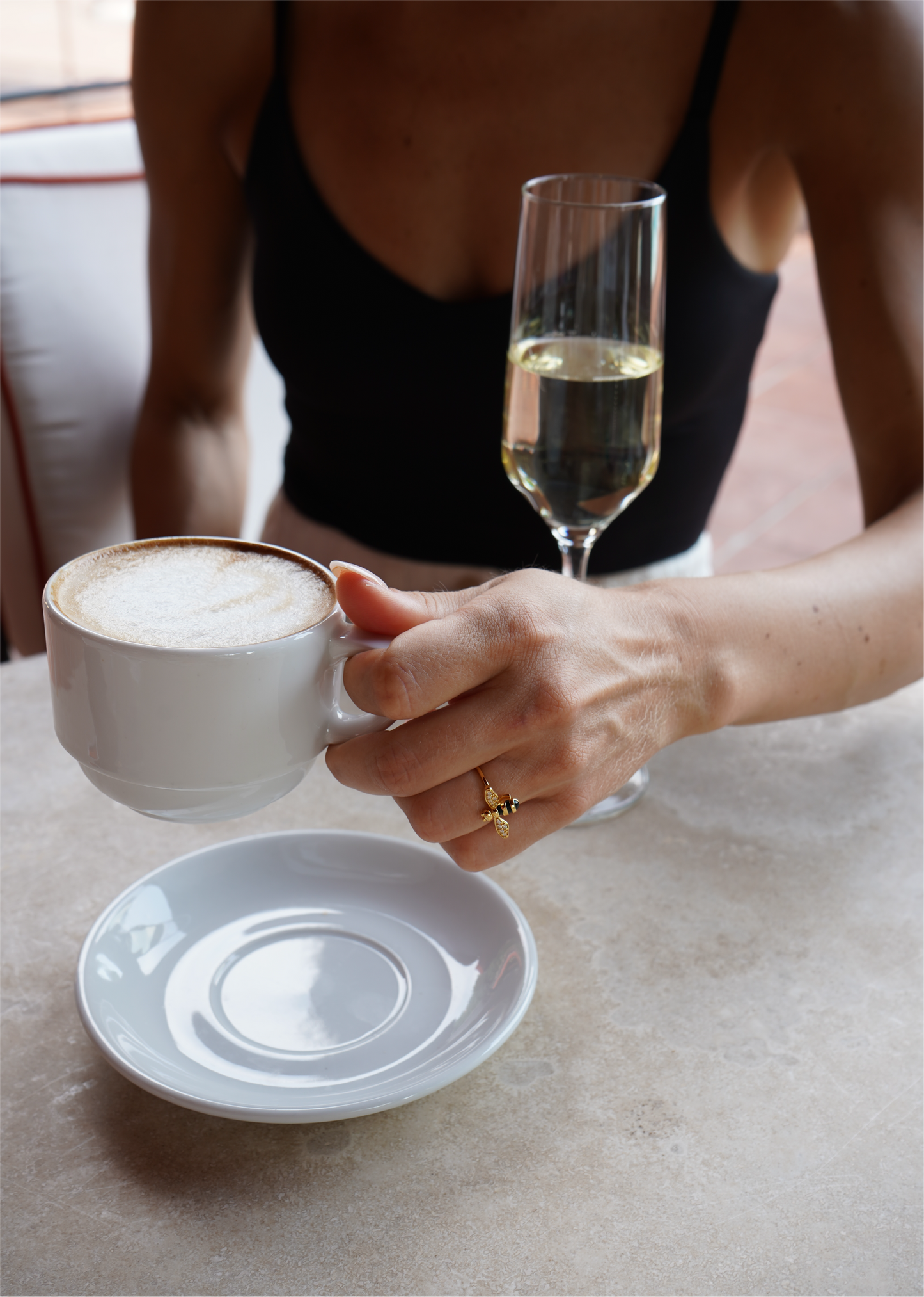 White Bee Gold Ring