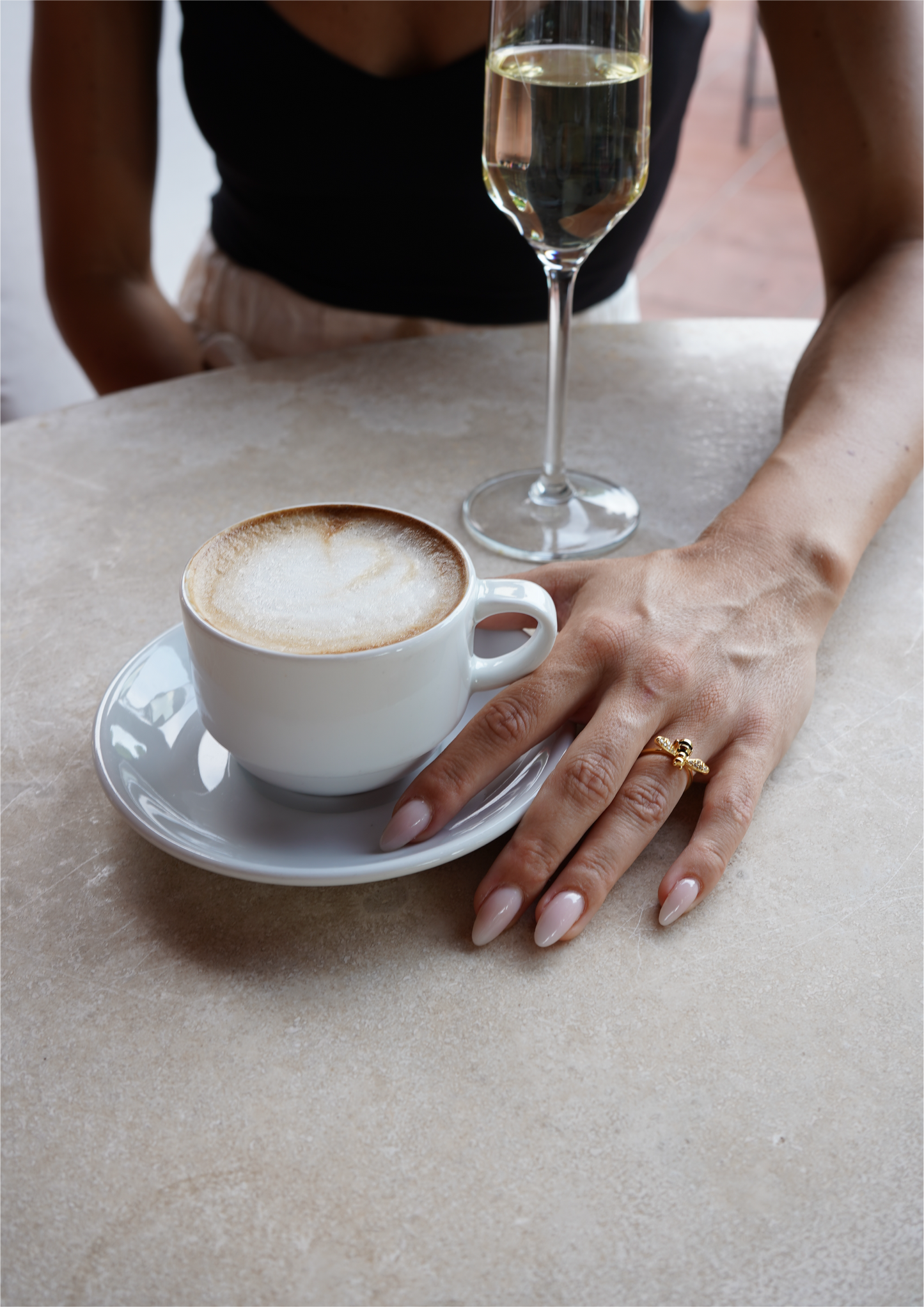 White Bee Gold Ring
