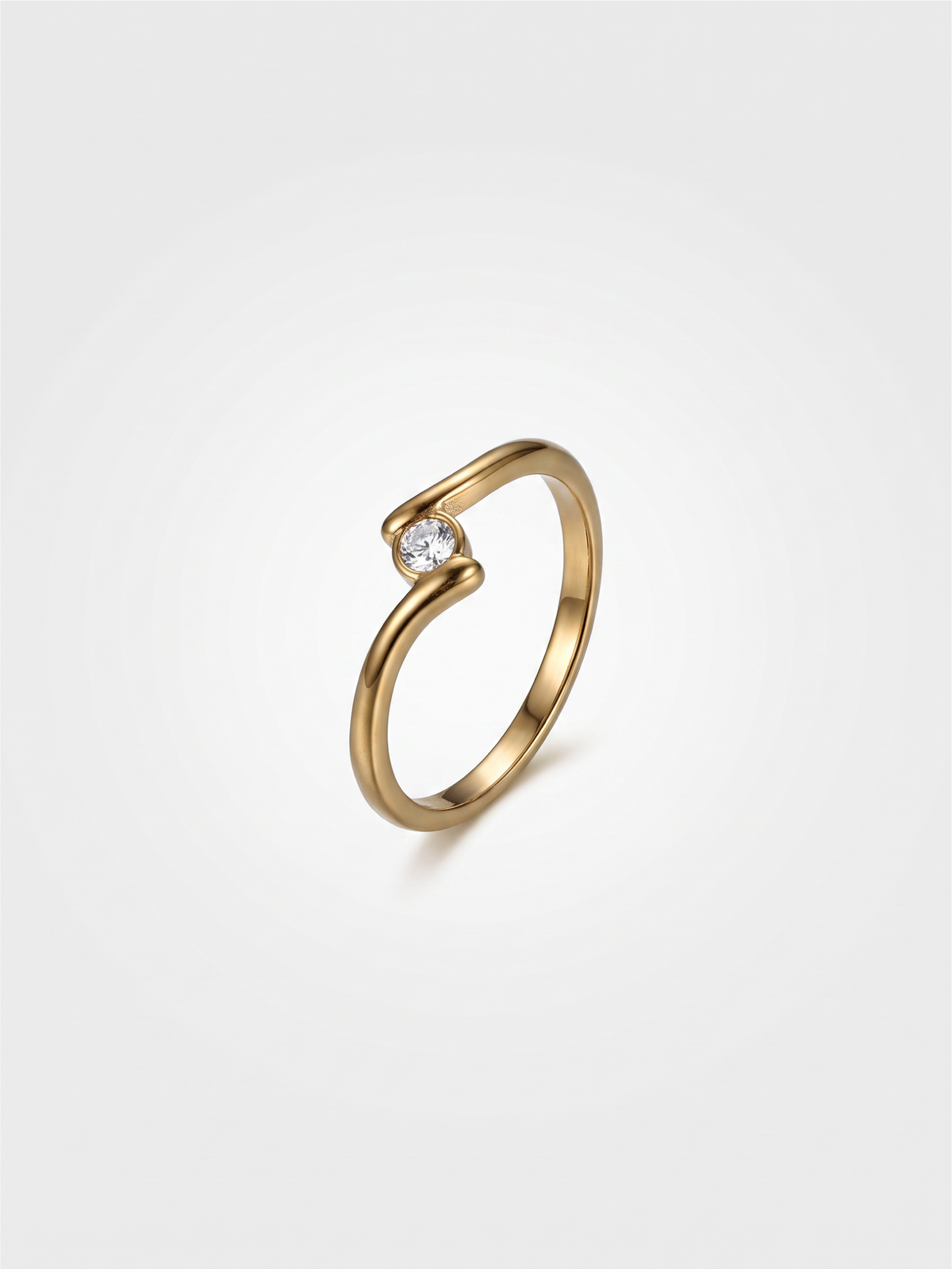 White Stone Ring Silver