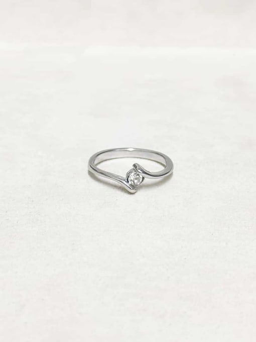 White Stone Steel Ring