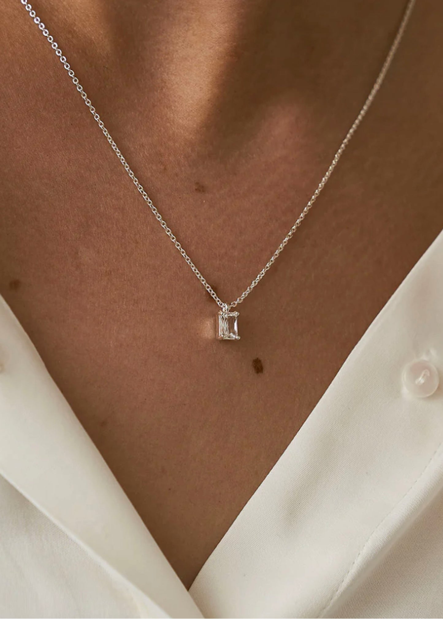 Baguette Necklace Silver