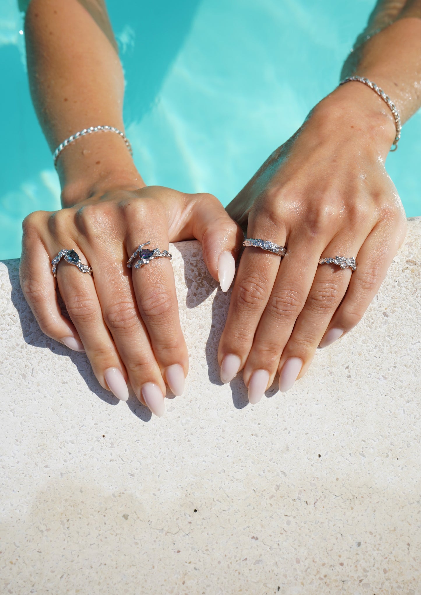 Double Stone Ring Silver