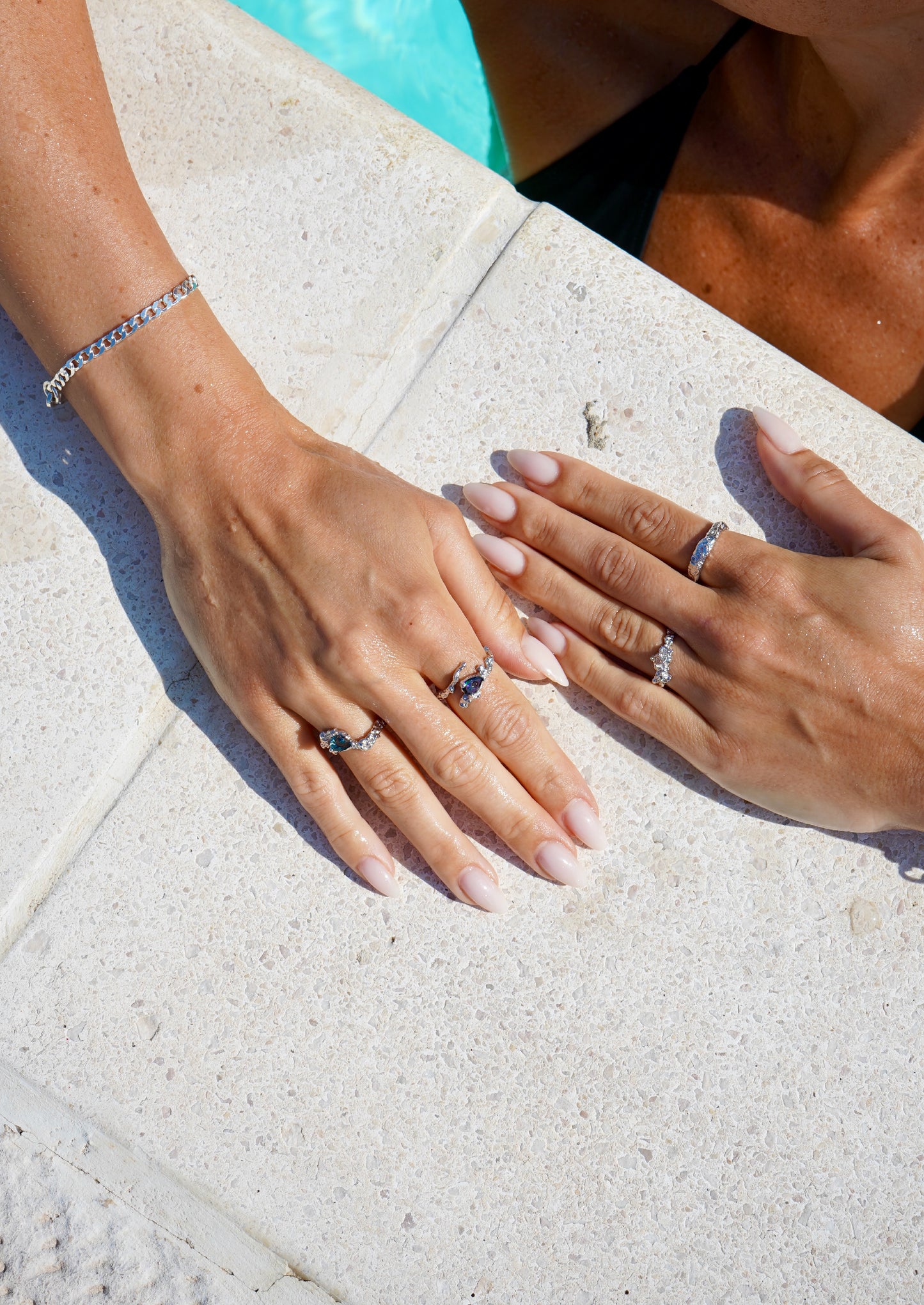 Double Stone Ring Silver