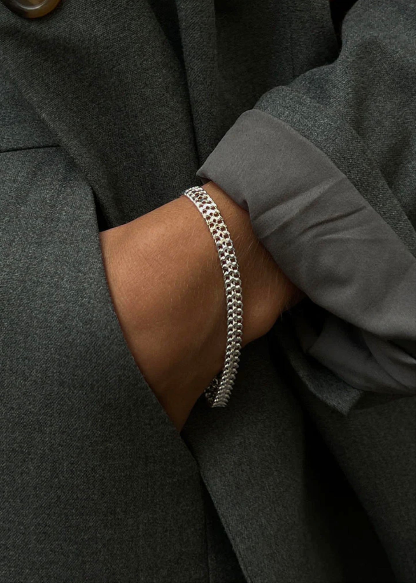 Silver Double Curb Chain Bracelet