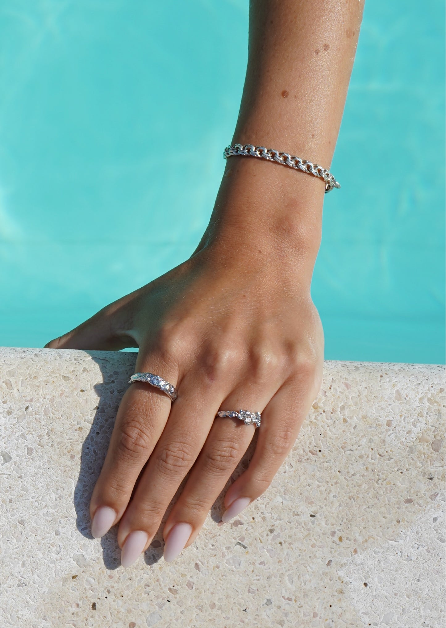 Double Stone Ring Silver