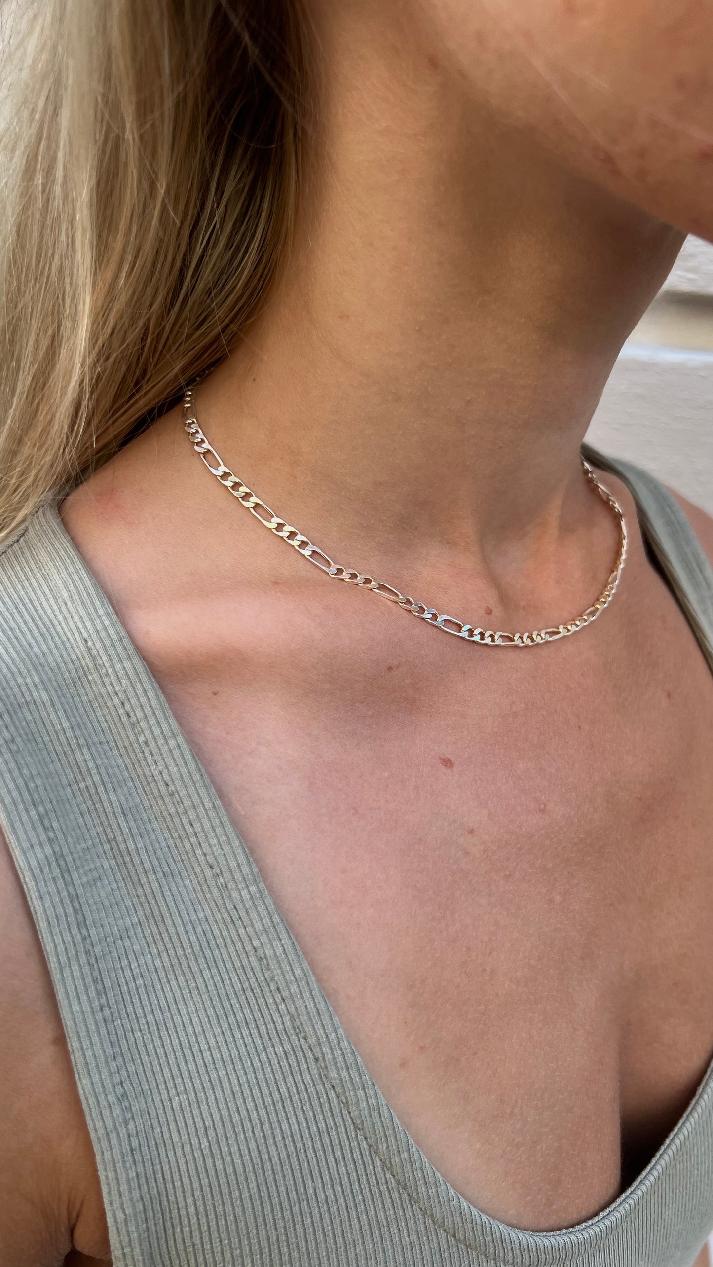 Figaro Necklace 3mm Silver