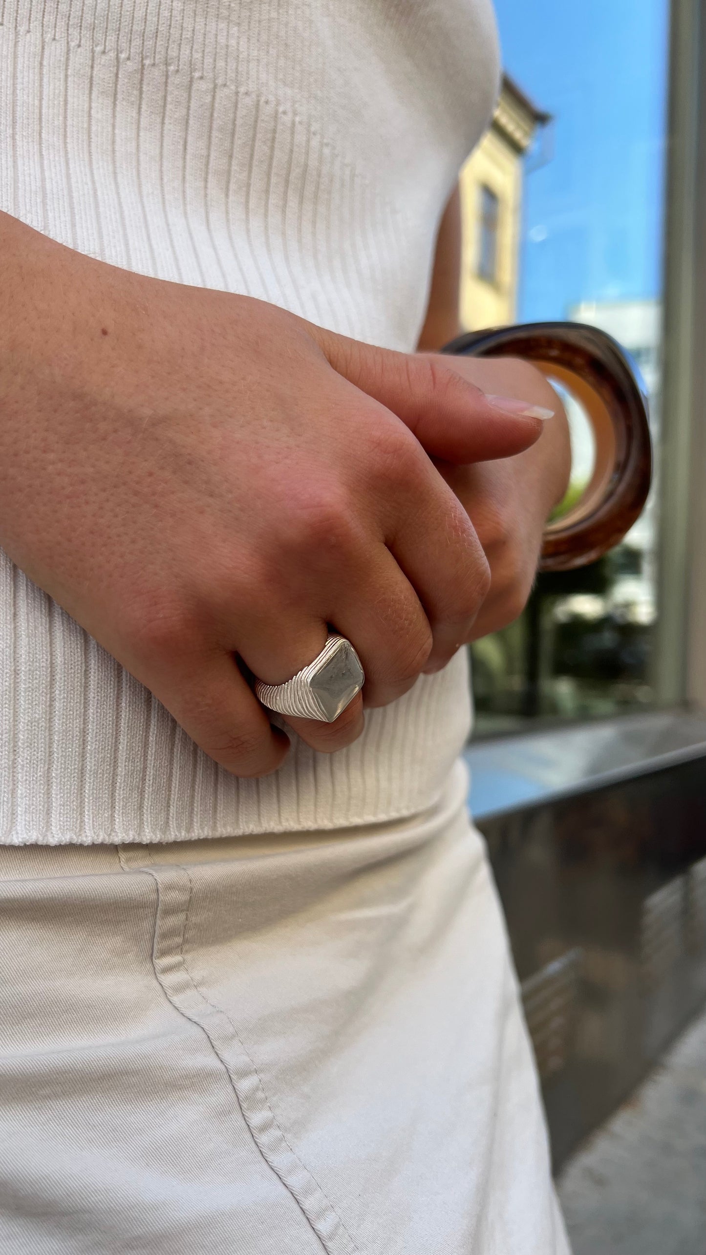 Silver Square Aura Signet