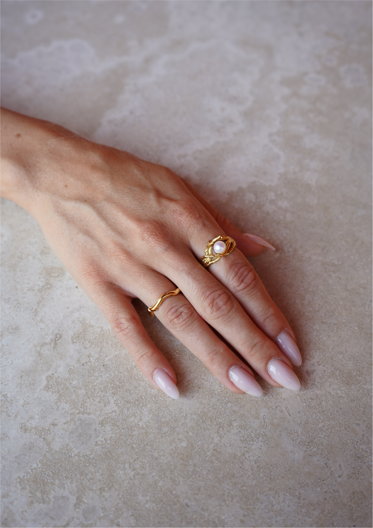 Coral Pearl Ring Gold