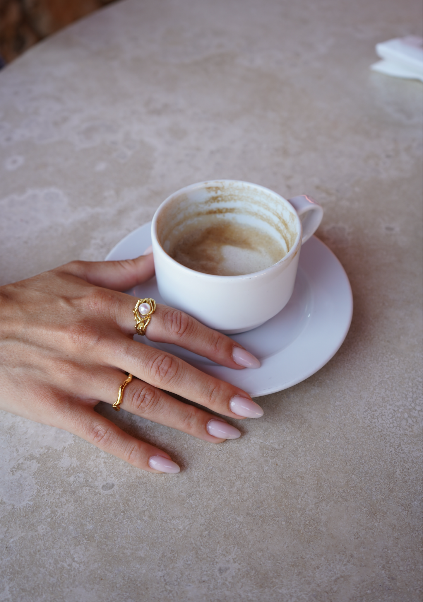 Coral Pearl Ring Gold