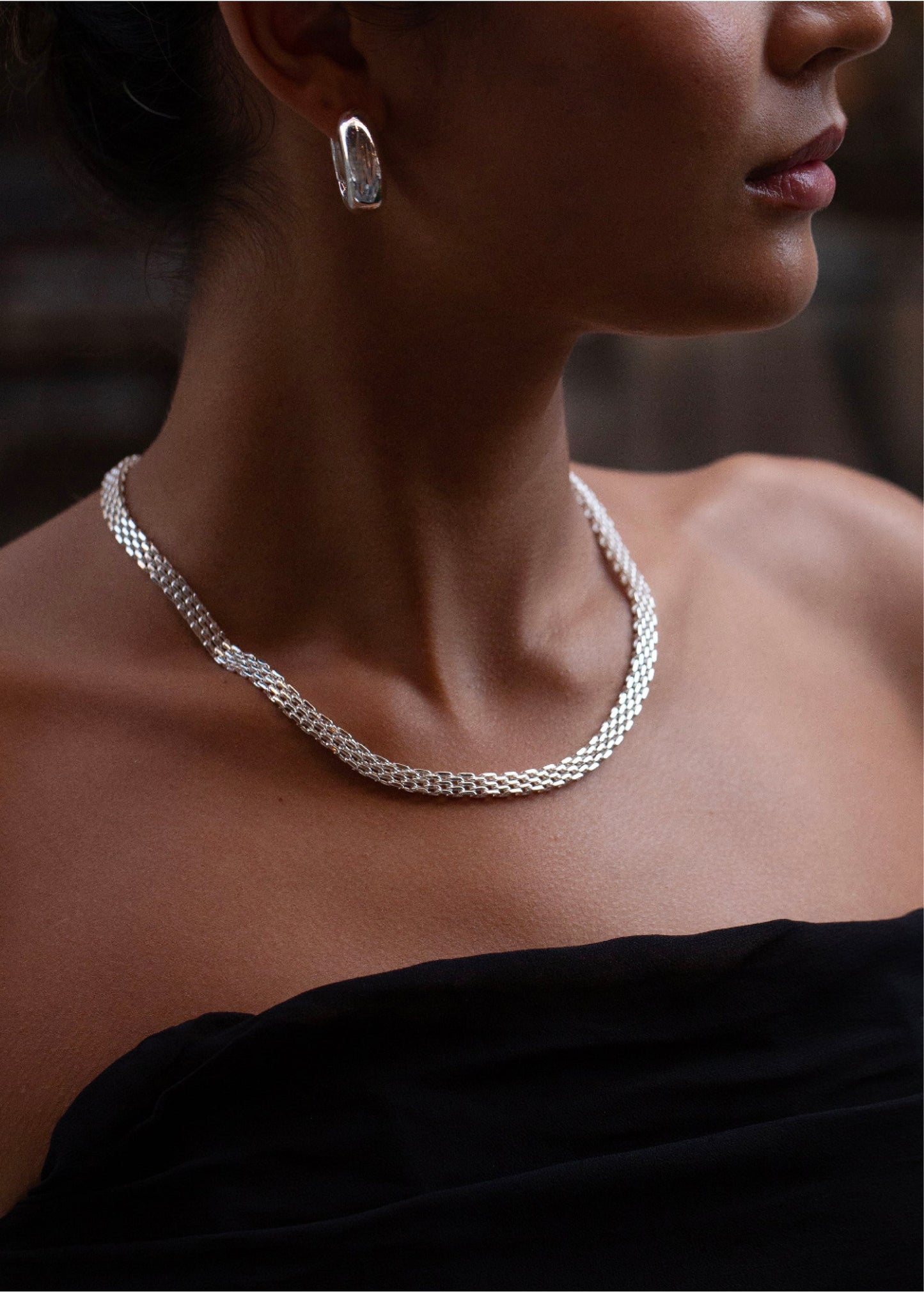 Mesh Link Necklace Silver