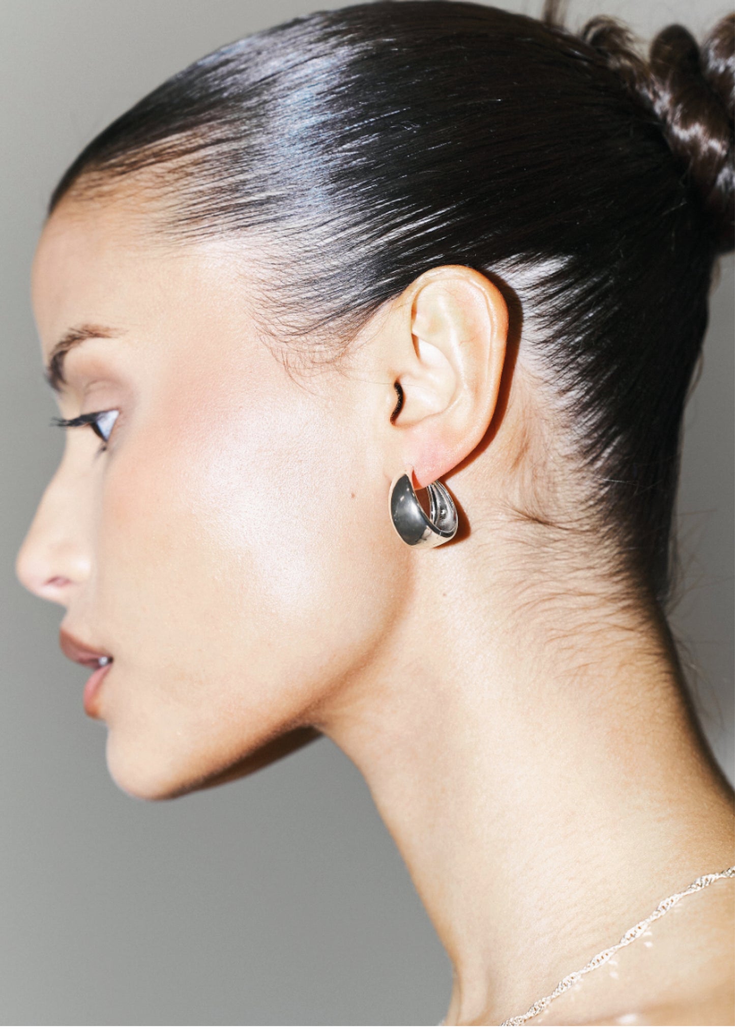 Midi Dome Hoops Silver