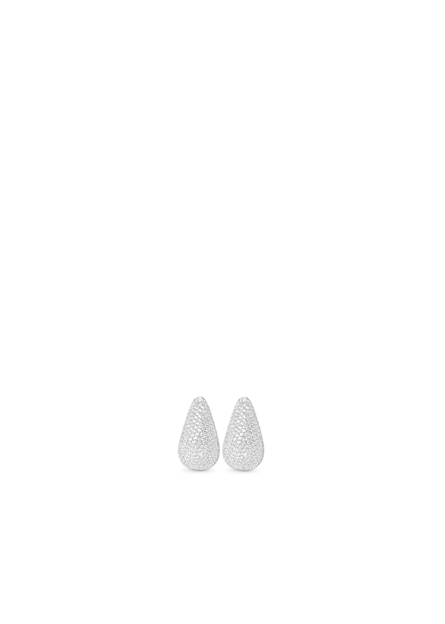 Mini Pave Drop Earrings Silver