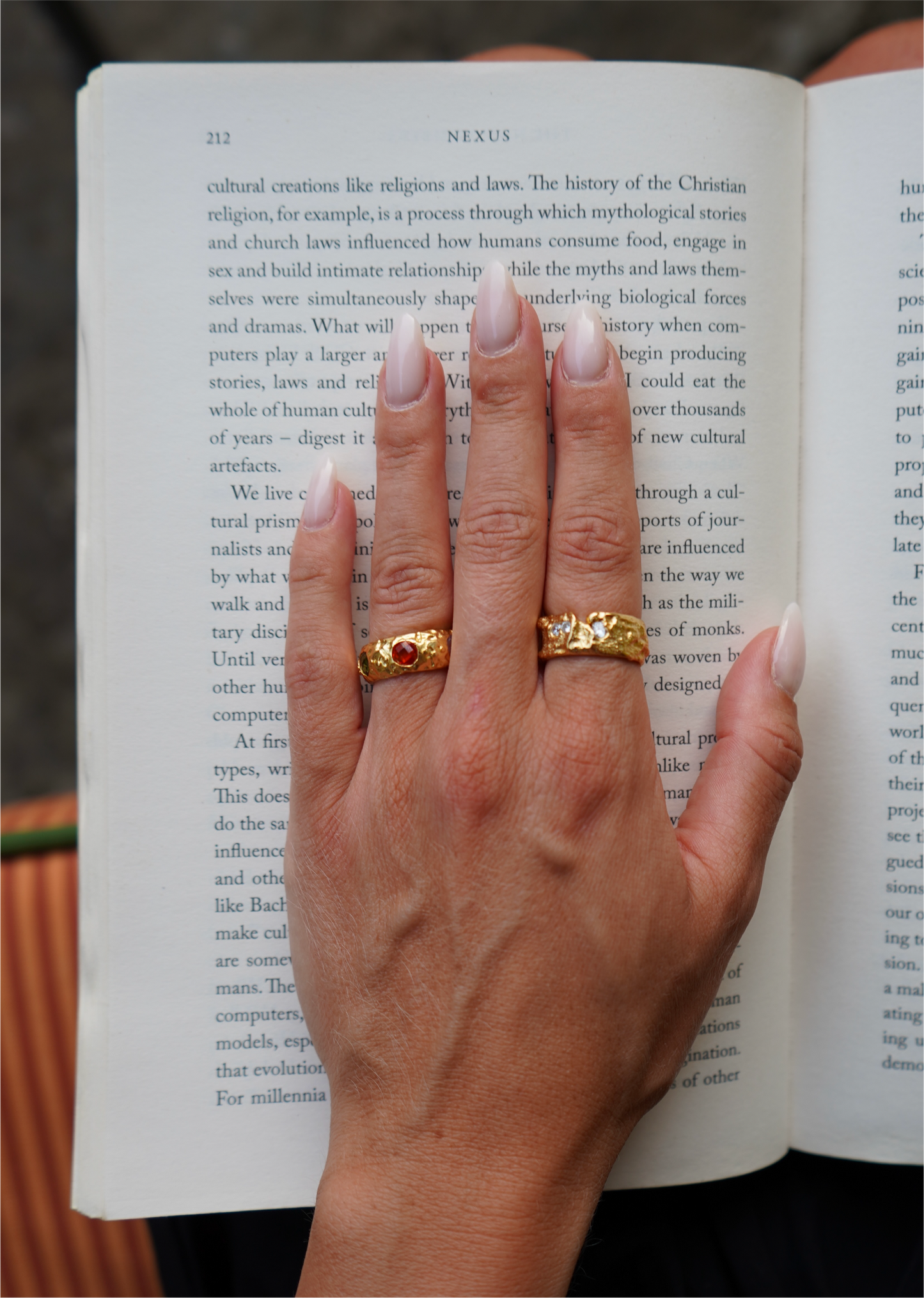 Adjustable Stone Ring Gold