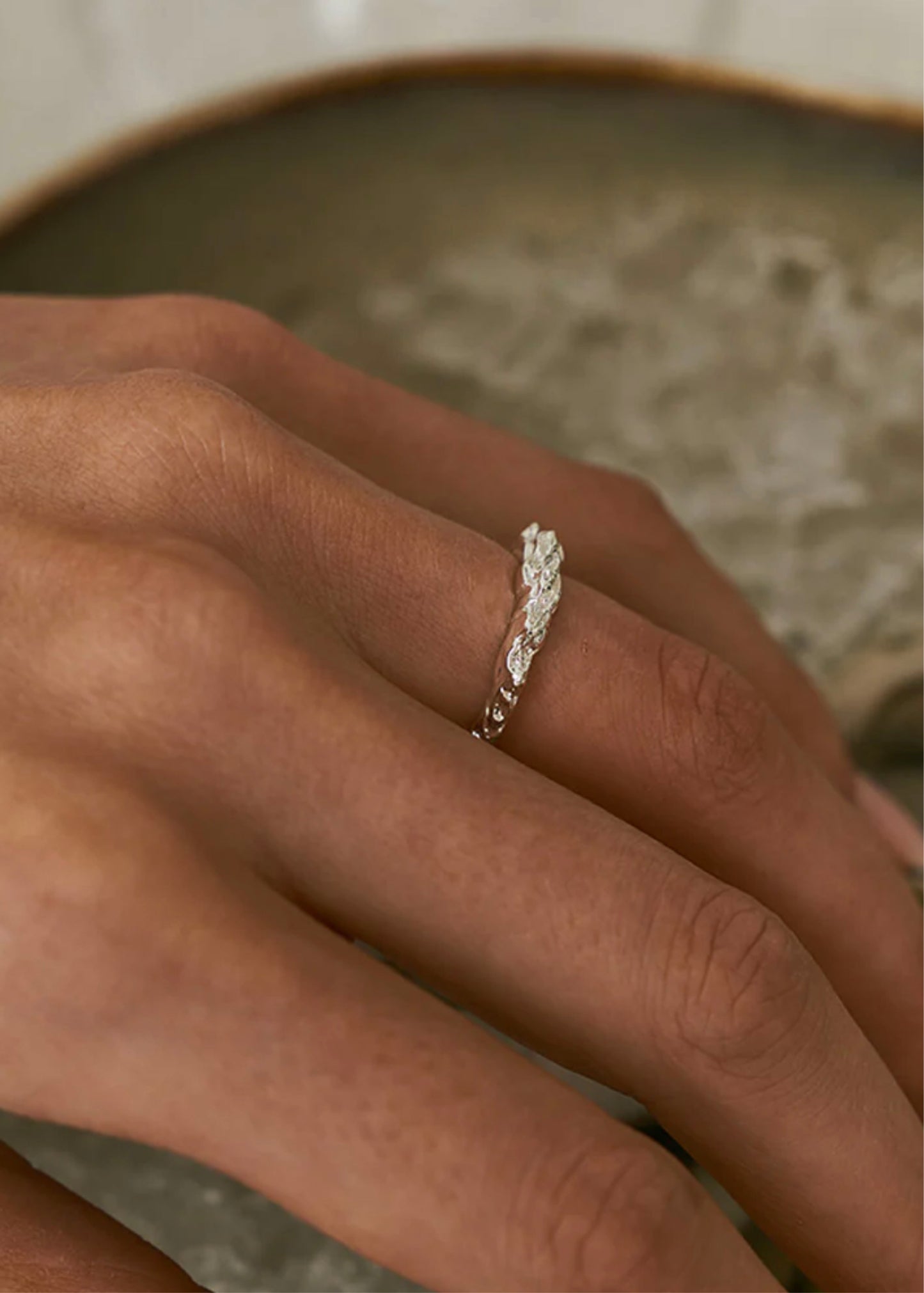 Structured Thin Ring Silver