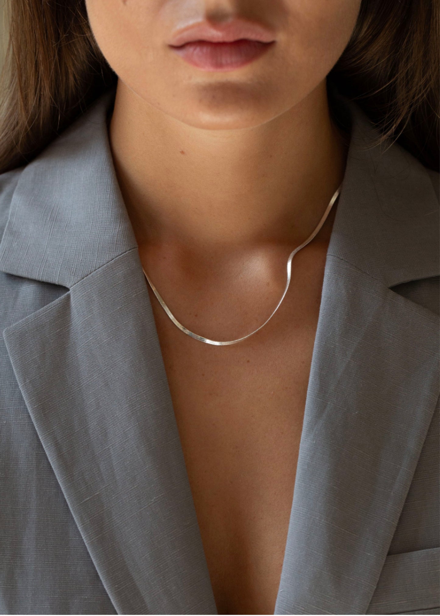 Thin Snake Chain Necklace Silver