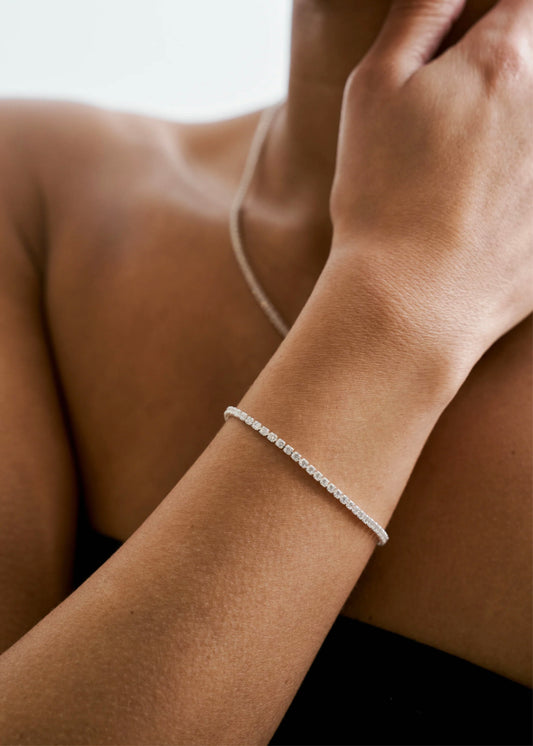 Thin Tennis Bracelet Silver