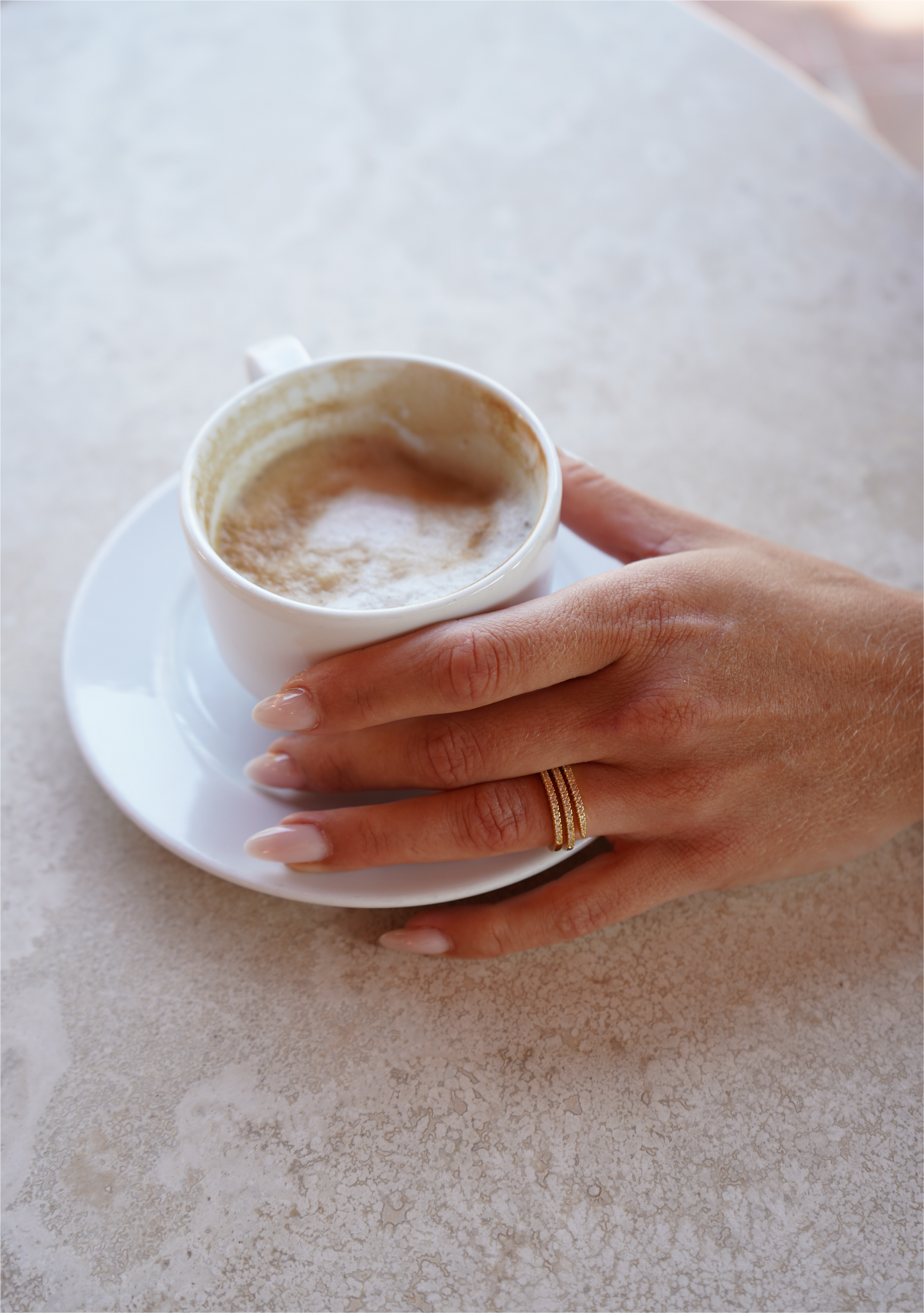 Triple Zirconia Ring Gold