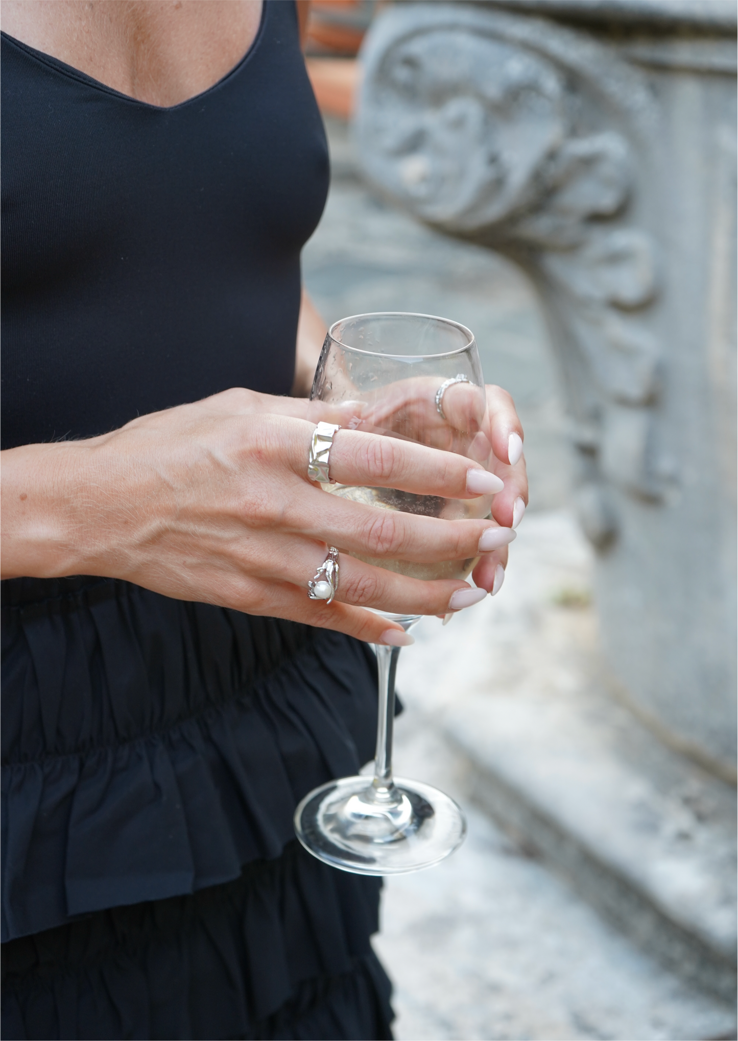 Coral Pearl Ring Silver