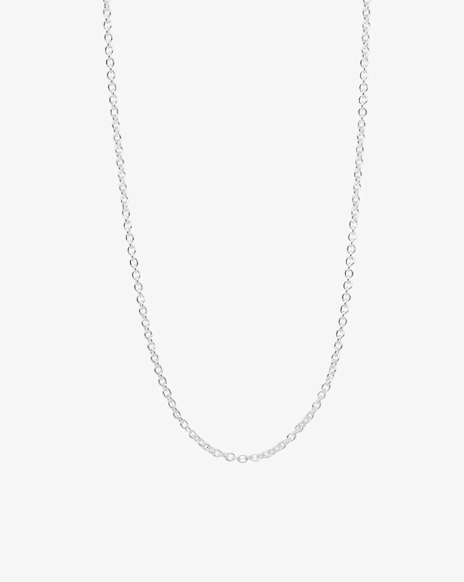 2mm Anchor Necklace Silver