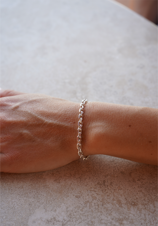 4mm Anchor Bracelet Silver