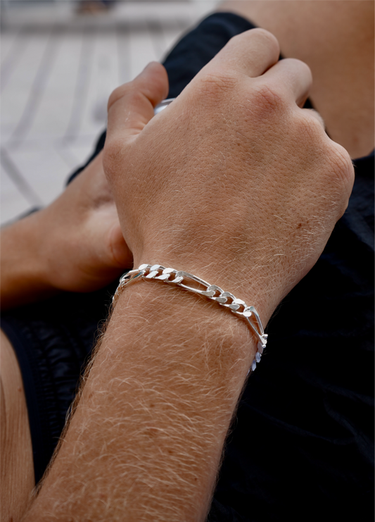 Silver Figaro Bracelet 7mm