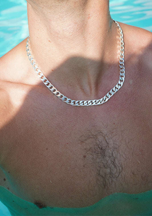 Silver Pansar Necklace 8mm