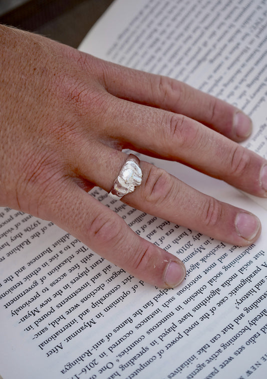 Silver Dog Signet Ring