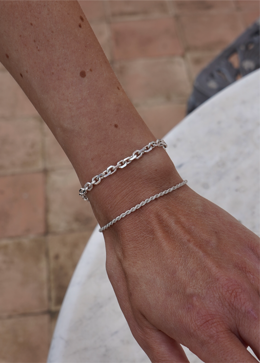4mm Anchor Bracelet Silver